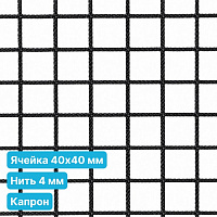 Антидроновая сетка 40х40 4 мм капроновая черная безузловая